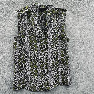 Women Leopard Animal Print Sleeveless Blouse Top S Indie Boho Lightweight Casual